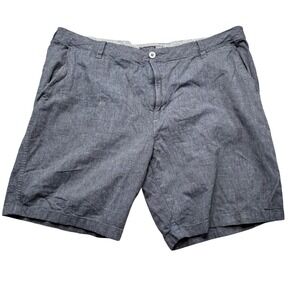 Van Heusen Mens Never Tuck Straight Fit Shorts Blue Diamond Pattern 40x9.5 #900